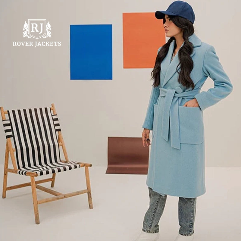 Ice Blue Satin Midi Slip Dress &amp; Matching Coat