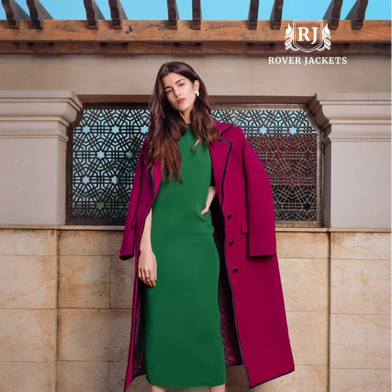 Magenta Wool Maxi Overcoat