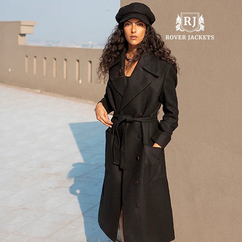 Black Maxi Length Trench Coat