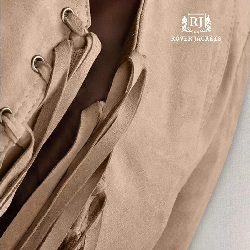 Francia's Blush Pink Cropped Suede Fringe Jacket