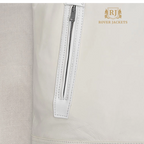 Statham's White Zip Leather Bomber Jacket