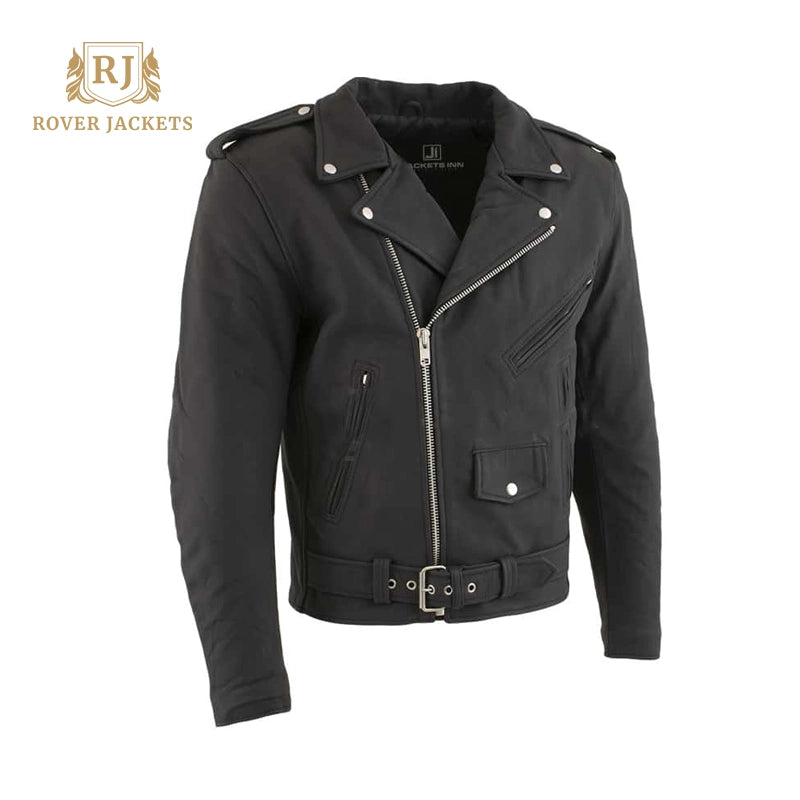 Black Belted Motorcycle Jacket