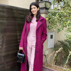 Magenta Wool Maxi Overcoat