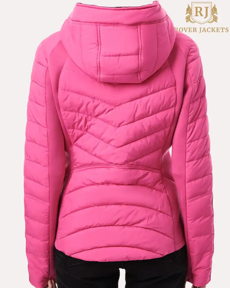 Vibrant Pink Hooded Quilted Water Repellent Jacket