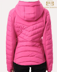 Vibrant Pink Hooded Quilted Water Repellent Jacket