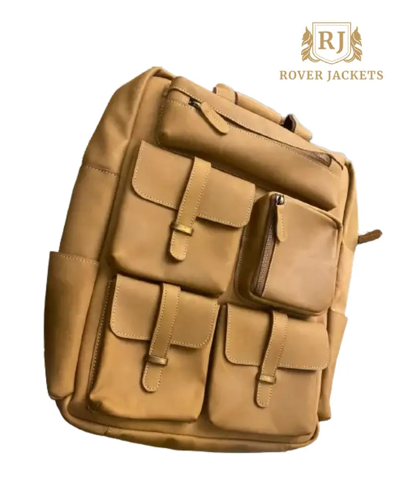 Vintage Inspired Multi-Pocket Leather Backpack