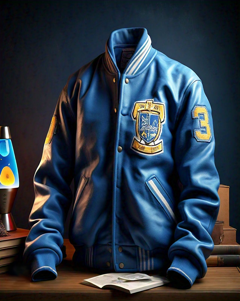 Vintage Style Blue Varsity Jacket