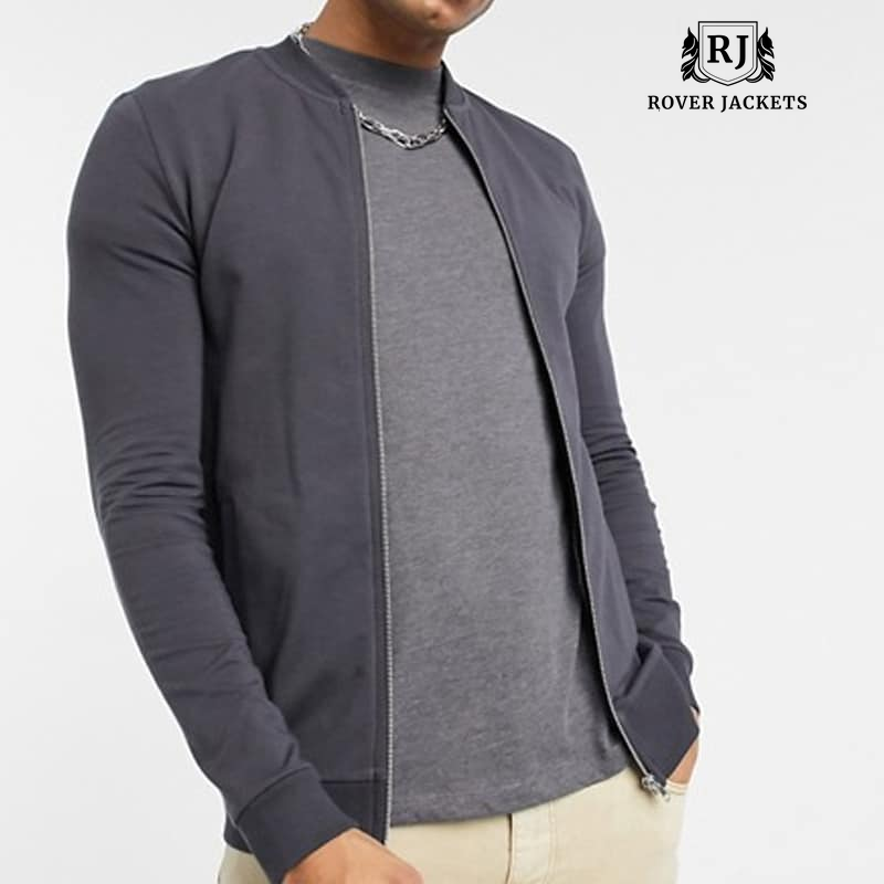 Washed Black Color Muscle Jersey Bomber jacket