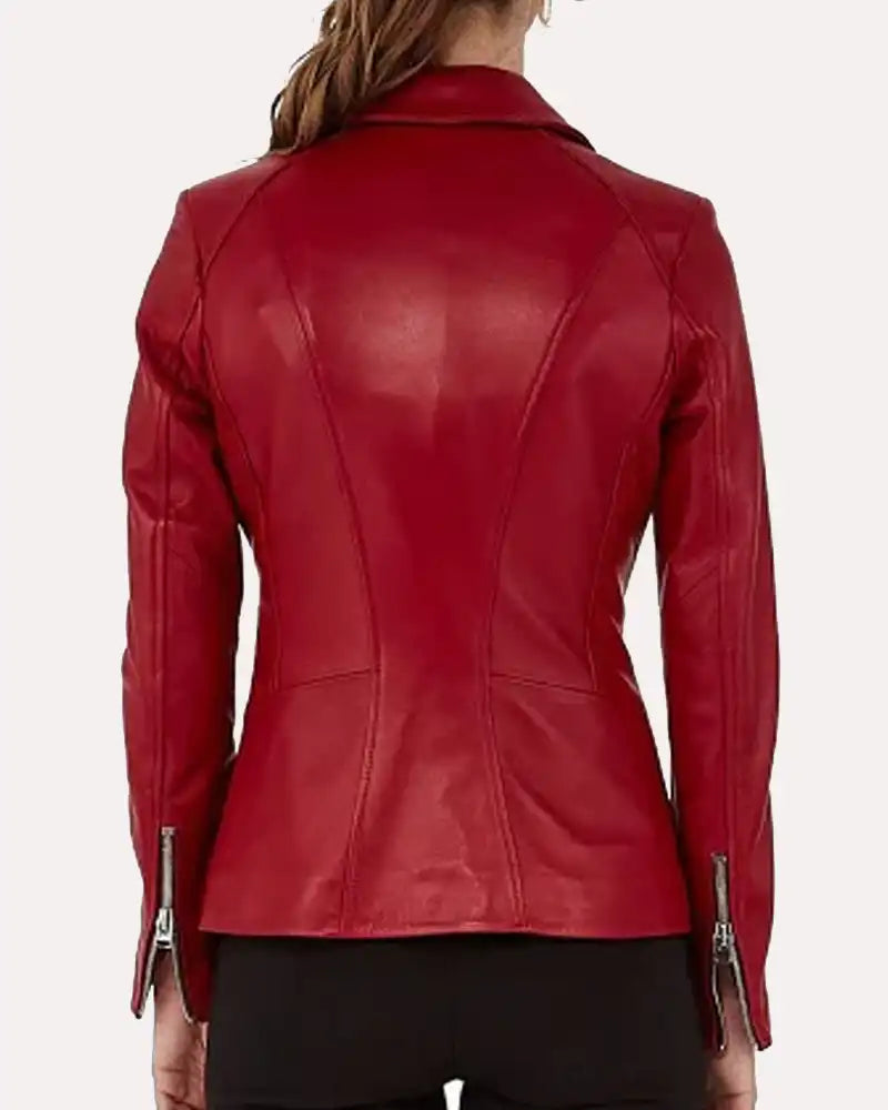 Red Genuine Leather Jacket Women