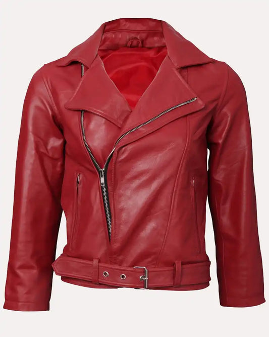 Women Red Genuine Leather Jacket