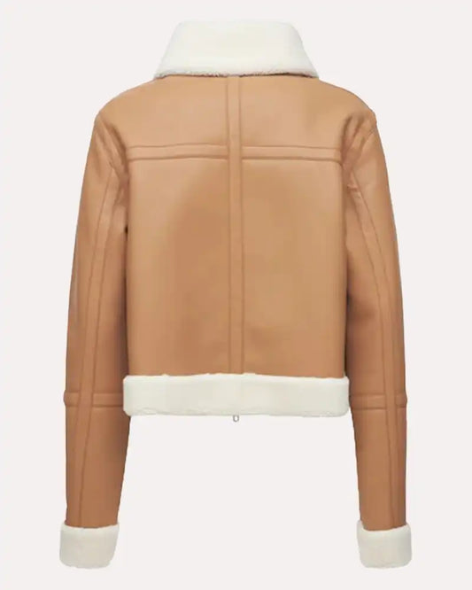 Tan Brown Shearling Leather Jacket