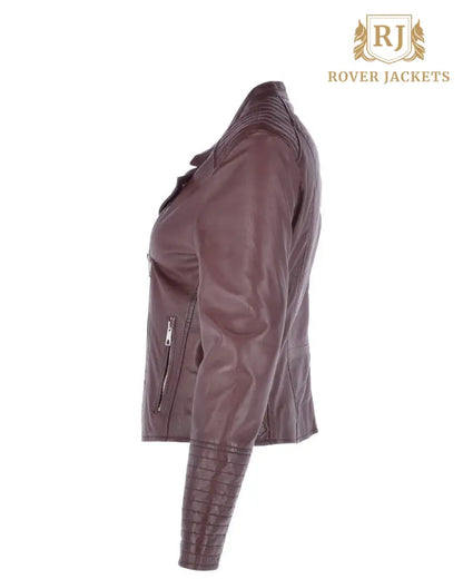 Women's Casey Oxblood Leather Biker Jacket