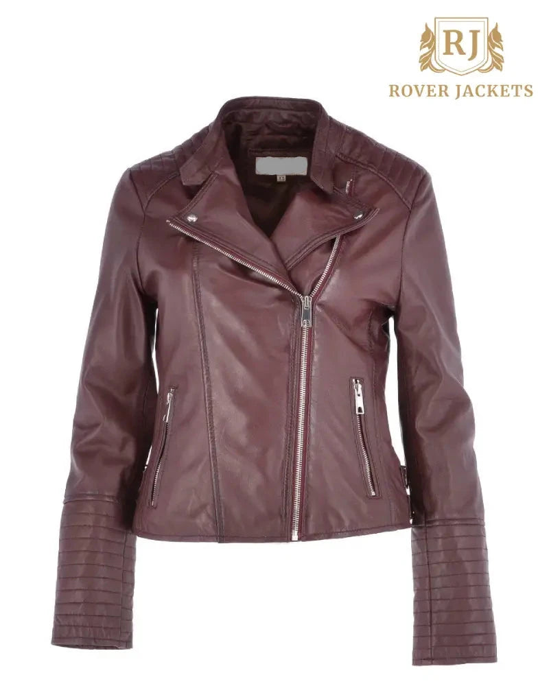 Women's Casey Oxblood Leather Biker Jacket