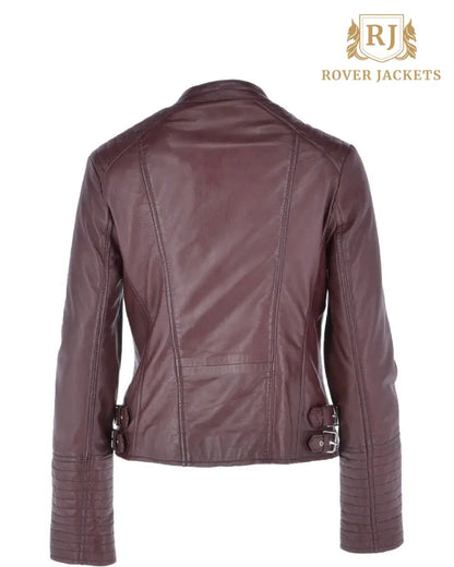 Women's Casey Oxblood Leather Biker Jacket