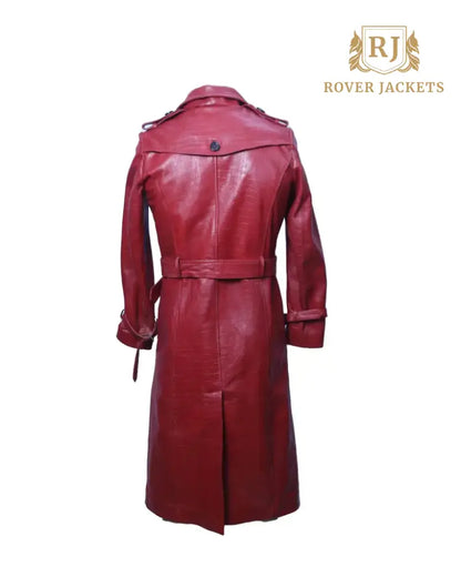 Women's Croc Embossed Leather Trench Coat - Stylish and Elegant