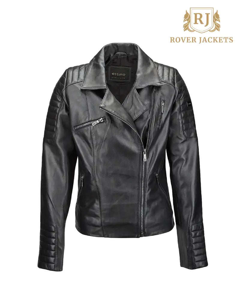 Women's Eleonare Vegetable Tanned Black Leather Biker Jacket