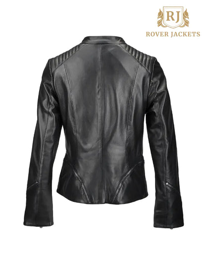 Women's Kiara Veg Tanned Black Leather Biker Jacket