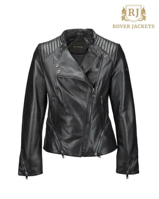 Women's Kiara Veg Tanned Black Leather Biker Jacket