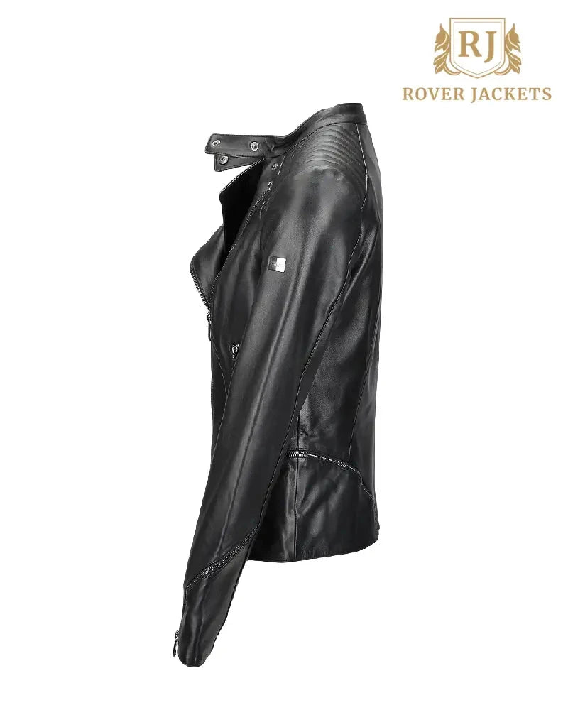 Women's Kiara Veg Tanned Black Leather Biker Jacket