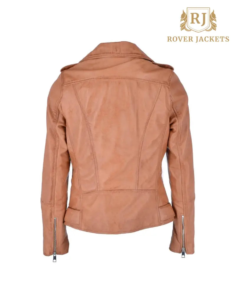 Women's Scarlett Cognac Leather Biker Jacket