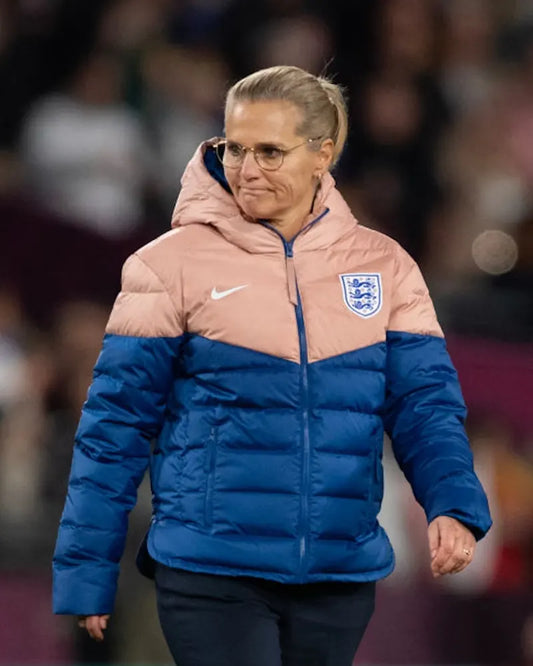 Women’s England National Football Team Lionesses Pink and Blue Puffer Jacket