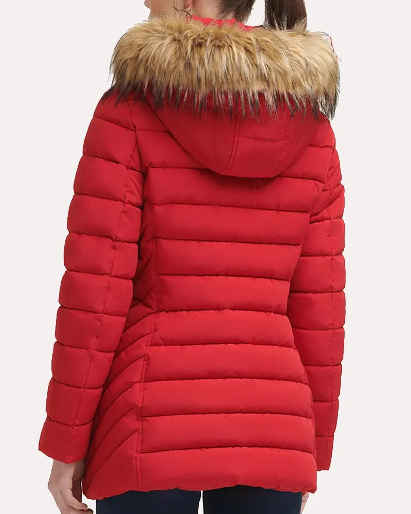 Women's Fur Hoods Red Coats