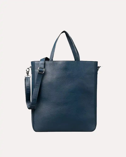 Womens Leather Blue Tote Bag