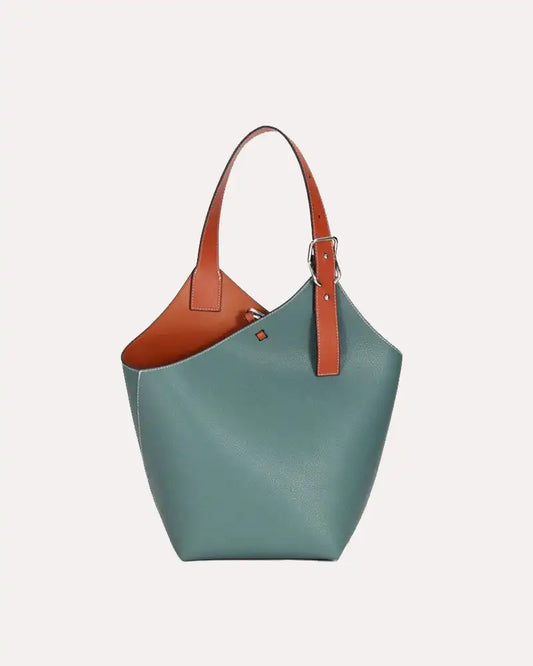 Womens Sea Green Designer Leather Bucket Bag