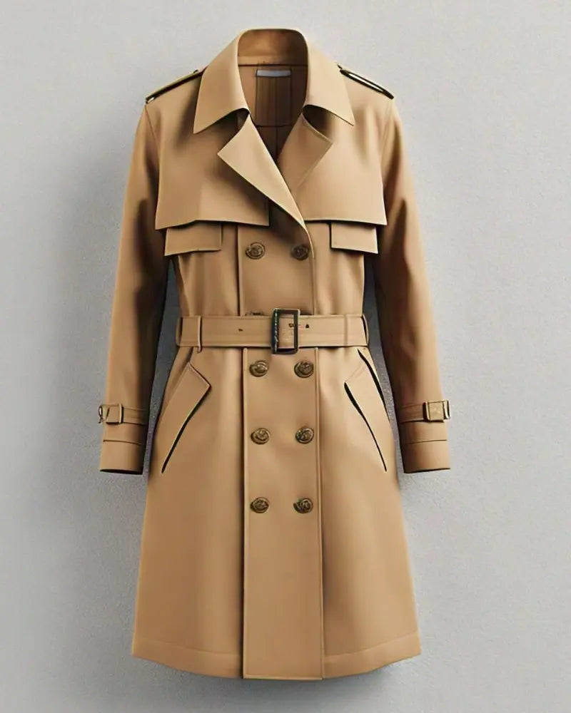 womens Luxury Clothing Double Breasted Trench Coat With Belt, Comfortable & Stylish