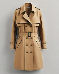 womens Luxury Clothing Double Breasted Trench Coat With Belt, Comfortable & Stylish